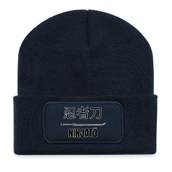 Ninjatō 忍者刀 – Épée ninja japonaise - Beanie recyclé à patch - bleu marine - Devant