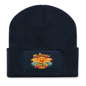Mon thérapeute a abandonné - Beanie recyclé à patch - bleu marine - Devant