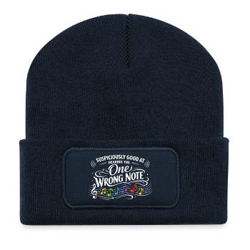Écouter le mauvais ton | Professeur de musique Ear - Beanie recyclé à patch - bleu marine - Devant