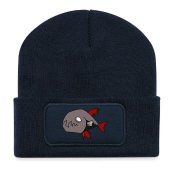 Schwarzer Fisch - Recycelte Patch Beanie - French Navy - Vorne