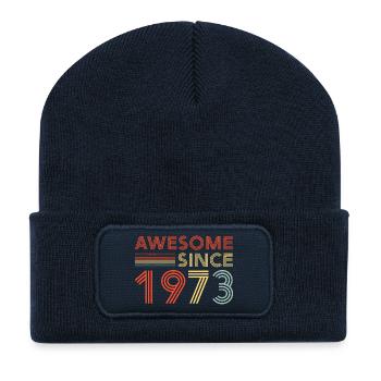 Awesome Since 1973 Retro Neon - Recycled Patch Beanie - french navy - Front