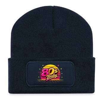 80s Retro Disco - Recycelte Patch Beanie - French Navy - Vorne