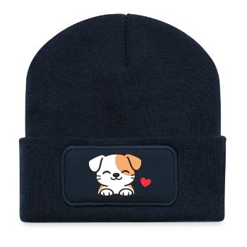 Süßer Hund mit Herz - Recycelte Patch Beanie - French Navy - Vorne