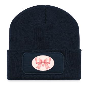 Pink bow with heart pendant Bichon&Bear Studio - Recycled Patch Beanie - french navy - Front