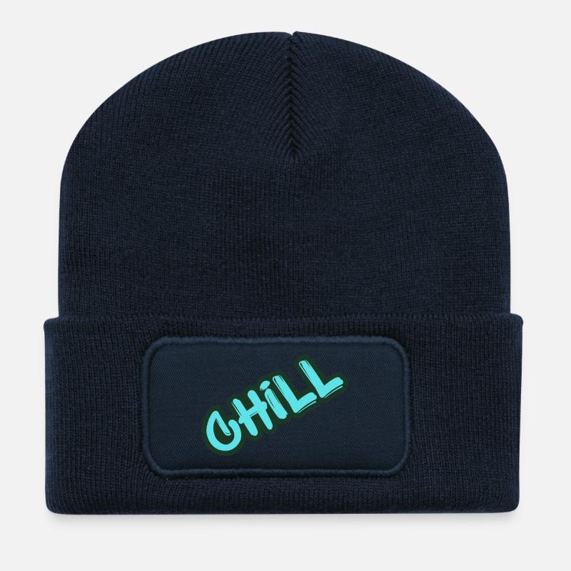 Chill Neon Graffiti - Recycled Patch Beanie - french navy