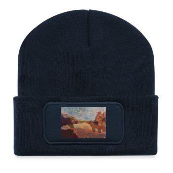 Mosaic pastel landscape - Recycled Patch Beanie - french navy - Front