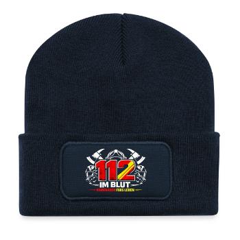 112 Im Blut Kameraden - Recycelte Patch Beanie - French Navy - Vorne