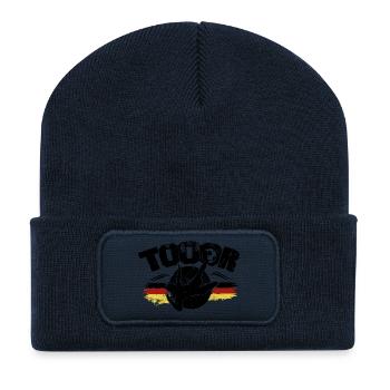 Deutsche Flagge graffiti Kunst Fussball - Recycelte Patch Beanie - French Navy - Vorne