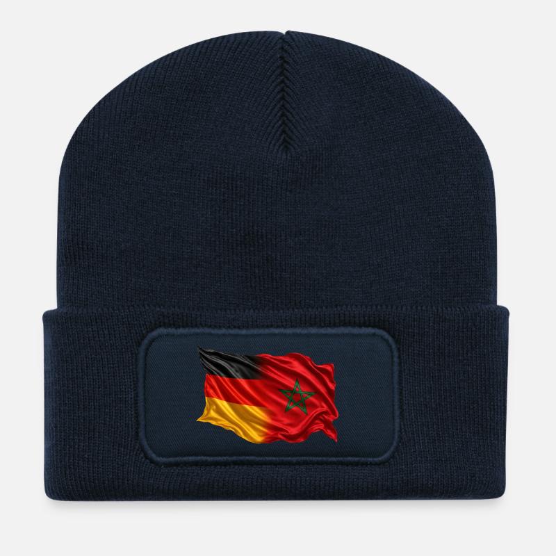Germany Morocco Flag - Recycled Patch Beanie - french navy
