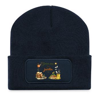 J’peux pas, j’ai jardin - Beanie recyclé à patch - bleu marine - Devant