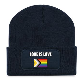 Love is Love Pride Flag Rainbow - Recycelte Patch Beanie - French Navy - Vorne