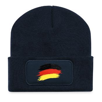 Deutschland Flagge Pinselstrich Deutschland Fan - Recycelte Patch Beanie - French Navy - Vorne