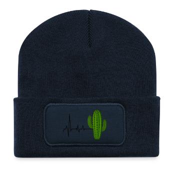 Heartbeat Cactus Design - Recycled Patch Beanie - french navy - Front
