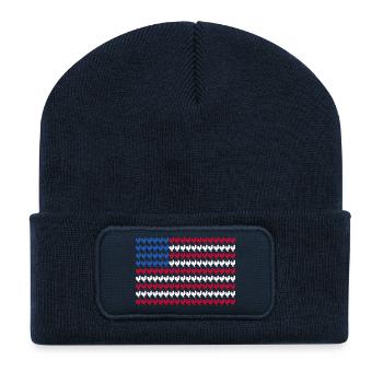 Patriotic Farmer Rooster Flock Poultry USA Pride C - Recycelte Patch Beanie - French Navy - Vorne