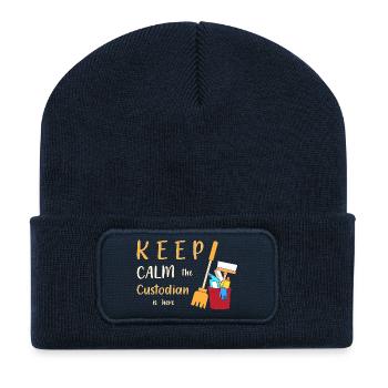 Concierge de l’école - Beanie recyclé à patch - bleu marine - Devant