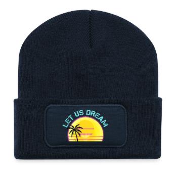 Let Us Dream Sunset Palm Rétro et mélange vintage pour - Beanie recyclé à patch - bleu marine - Devant