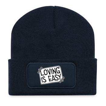 Loving Is Easy Inspirierend Romantisch Spruch Logo - Recycelte Patch Beanie - French Navy - Vorne