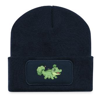 Cute Broccoli Crocodile Croccoli - Recycled Patch Beanie - french navy - Front