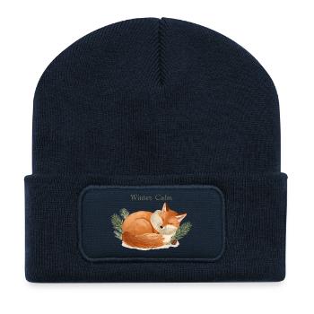 Winter Calm Fox Cozy Winter - Recycled Patch Beanie - french navy - Front