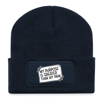 My Purpose Is Greater Than My Pain Meaning Quote Logo - Recycled Patch Beanie - french navy - Front