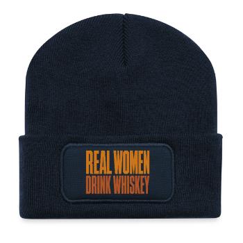 Echte Frauen trinken Whiskey - Lustiges Shirt - Recycelte Patch Beanie - French Navy - Vorne