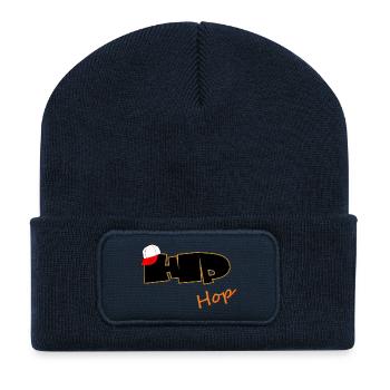 Hip Hop Typo with Baseball Cap - Recycled Patch Beanie - french navy - Front