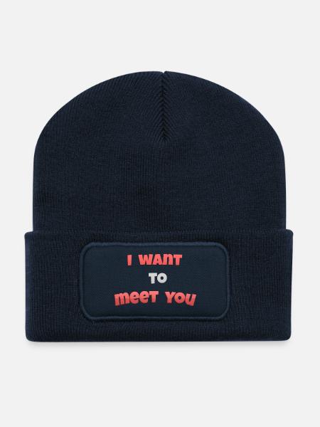 I_wanto_to_meet_you - Recycled Patch Beanie - french navy