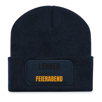 Lehrer Mental im Feierabend - Lustiger Spruch - Recycelte Patch Beanie - French Navy - Vorne