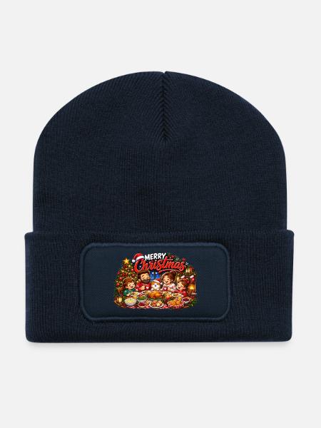 Merry Christmas - Recycelte Patch Beanie - French Navy