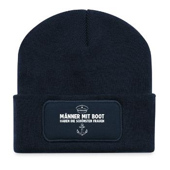 Männer mit Boot haben die schönsten Frauen - Recycelte Patch Beanie - French Navy - Vorne
