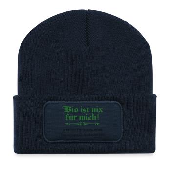 Bio ist nix für mich - Recycelte Patch Beanie - French Navy - Vorne