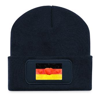 Drapeau de l’Allemagne avec coquelicot - Beanie recyclé à patch - bleu marine - Devant