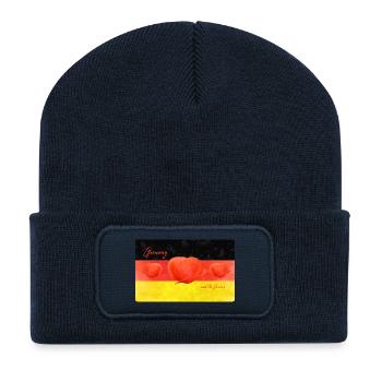 Allemagne Coquelicot Allemagne Drapeau - Beanie recyclé à patch - bleu marine - Devant