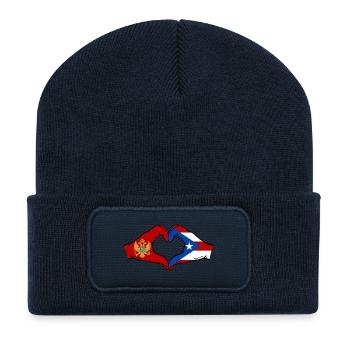 Montenegro Costa Rica Flagge Hände Herzform - Recycelte Patch Beanie - French Navy - Vorne