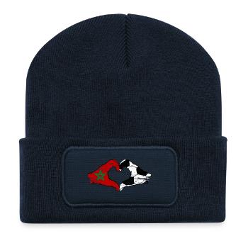 Marokko Fussball Flagge Hände Herzform used - Recycelte Patch Beanie - French Navy - Vorne