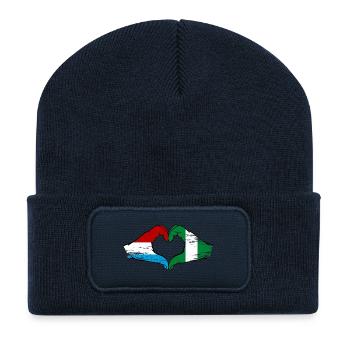 Luxembourg Nigeria drapeau mains forme de coeur utilisé - Beanie recyclé à patch - bleu marine - Devant