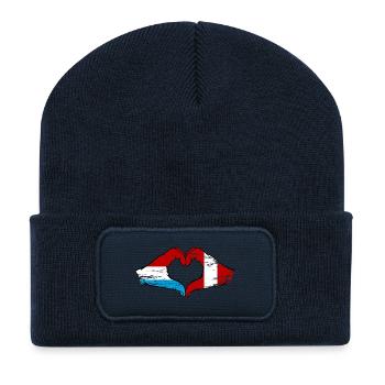 Luxembourg Pérou Drapeau Mains Coeur Forme Utilisé - Beanie recyclé à patch - bleu marine - Devant