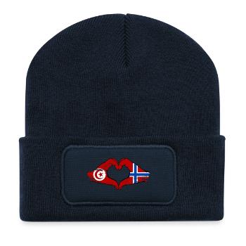 Tunisia Norway Flag Hands Heart Shape Used - Recycled Patch Beanie - french navy - Front