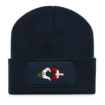 Algeria Denmark flag hands heart shape used - Recycled Patch Beanie - french navy - Front