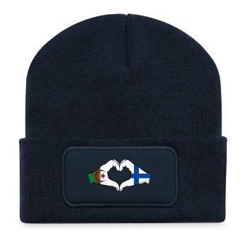 Algerien Finnland Flagge Hände Herzform - Recycelte Patch Beanie - French Navy - Vorne