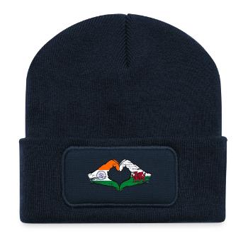 India Wales flag hands heart shape used - Recycled Patch Beanie - french navy - Front