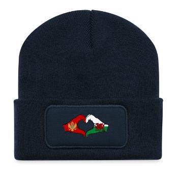 Montenegro Wales Flagge Hände Herzform - Recycelte Patch Beanie - French Navy - Vorne
