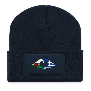 Wales Greece flag hands heart shape used - Recycled Patch Beanie - french navy - Front