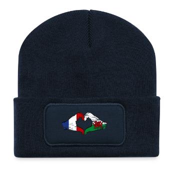 France Wales flag hands heart shape used - Recycled Patch Beanie - french navy - Front