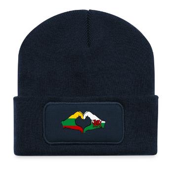 Litauen Wales Flagge Hände Herzform - Recycelte Patch Beanie - French Navy - Vorne