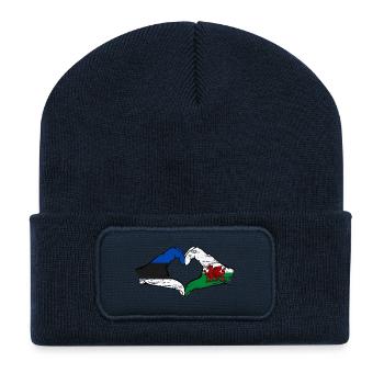 Estland Wales Flagge Hände Herzform used - Recycelte Patch Beanie - French Navy - Vorne
