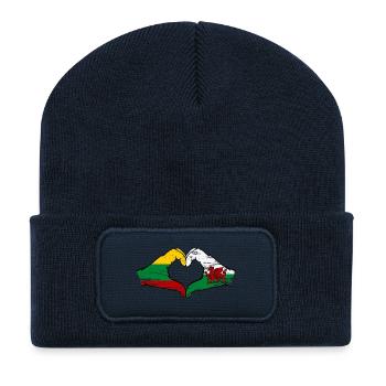 Litauen Wales Flagge Hände Herzform used - Recycelte Patch Beanie - French Navy - Vorne