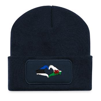 Estonia Wales Flag Hands Heart Shape - Recycled Patch Beanie - french navy - Front