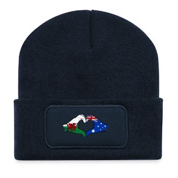 Wales Australia flag hands heart shape used - Recycled Patch Beanie - french navy - Front