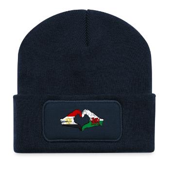 Ägypten Wales Flagge Hände Herzform used - Recycelte Patch Beanie - French Navy - Vorne